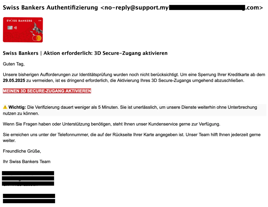 Gefälschte Swiss Bankers Mails