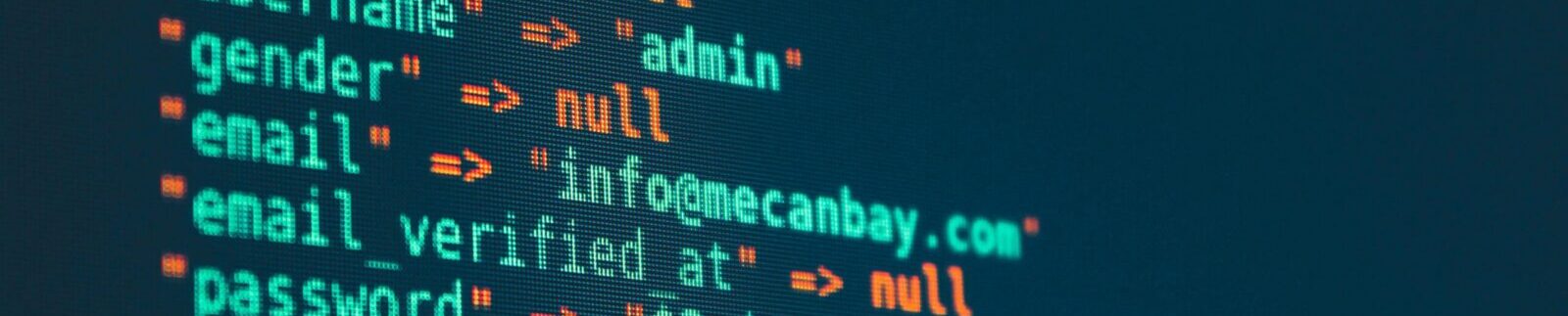 Vibrant close-up of code displayed on a monitor with various programming details.